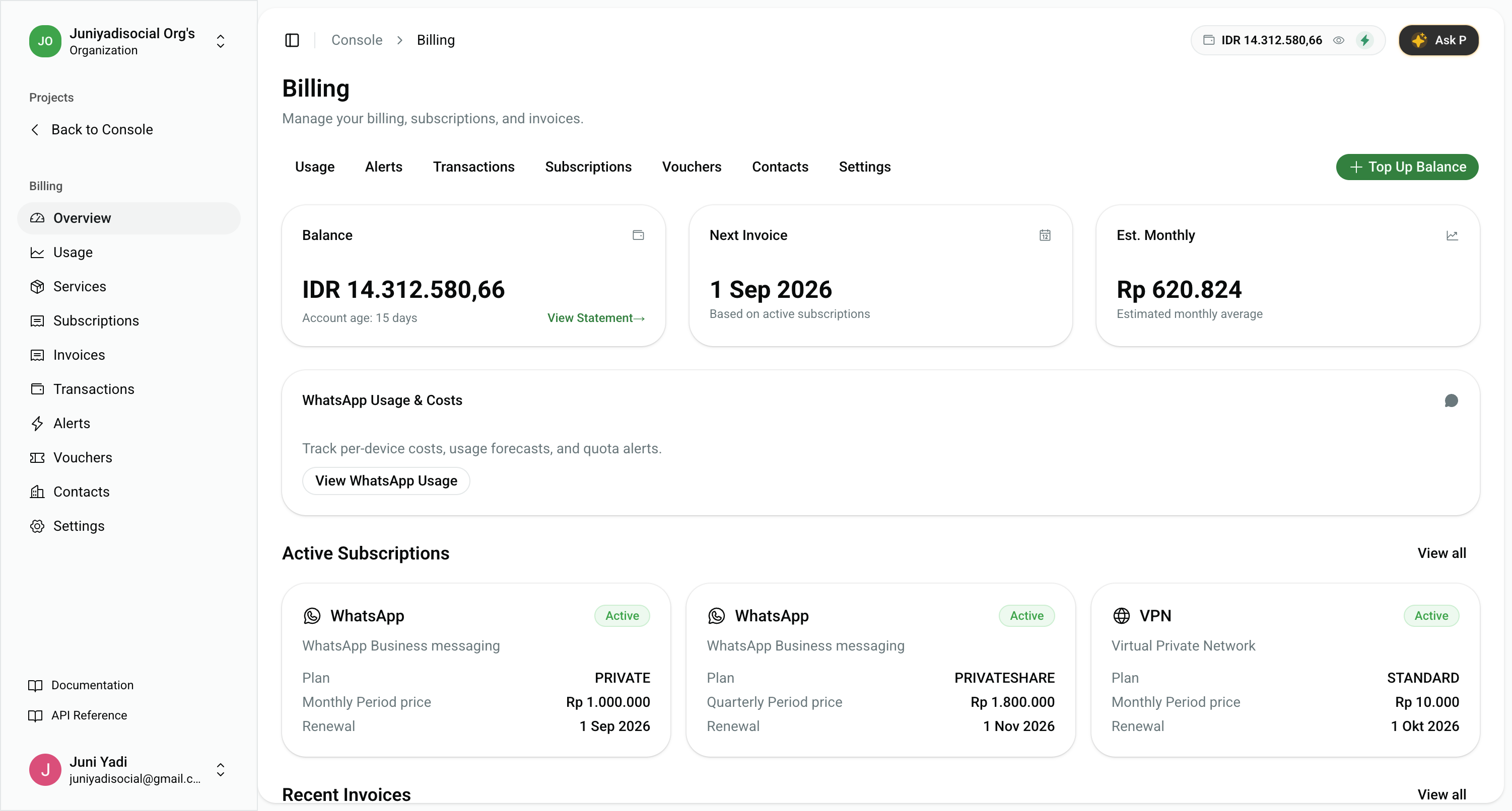 Billing Console Dashboard