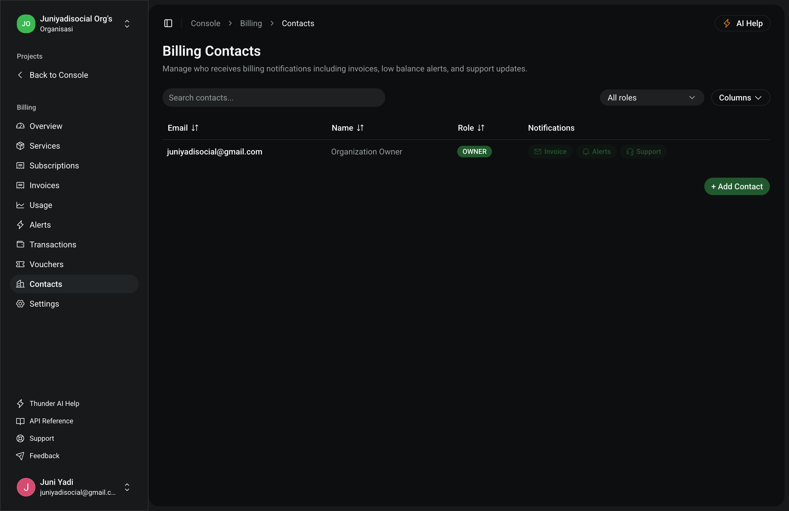 Billing Contacts Management