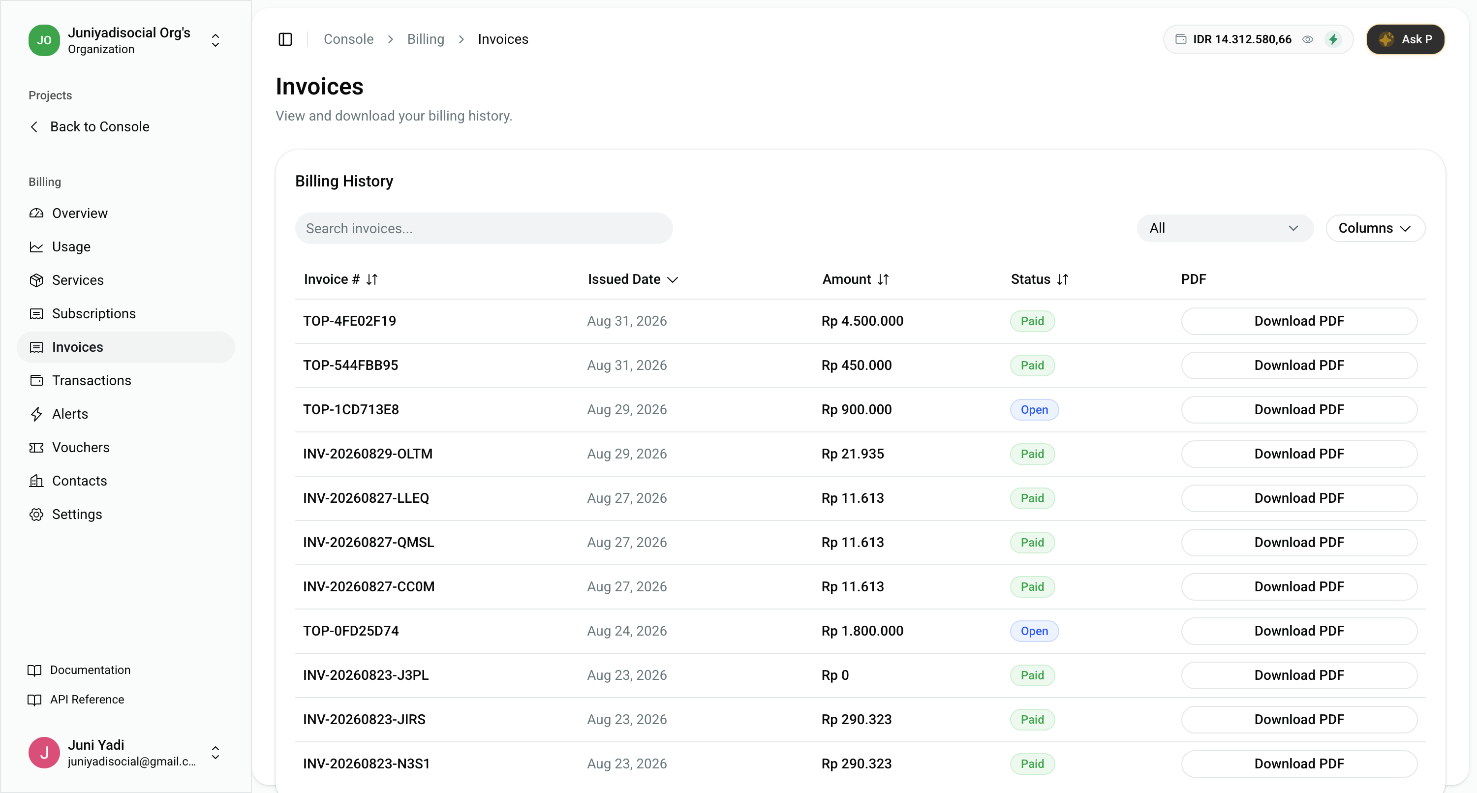 Recent Invoices List