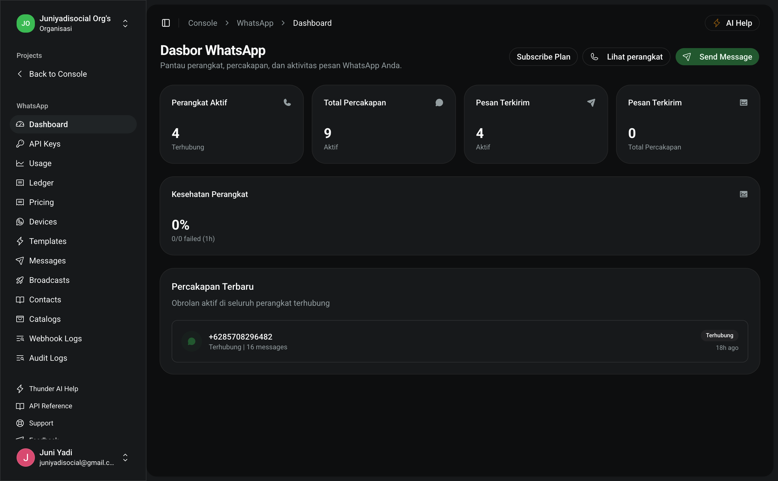 WhatsApp Dashboard