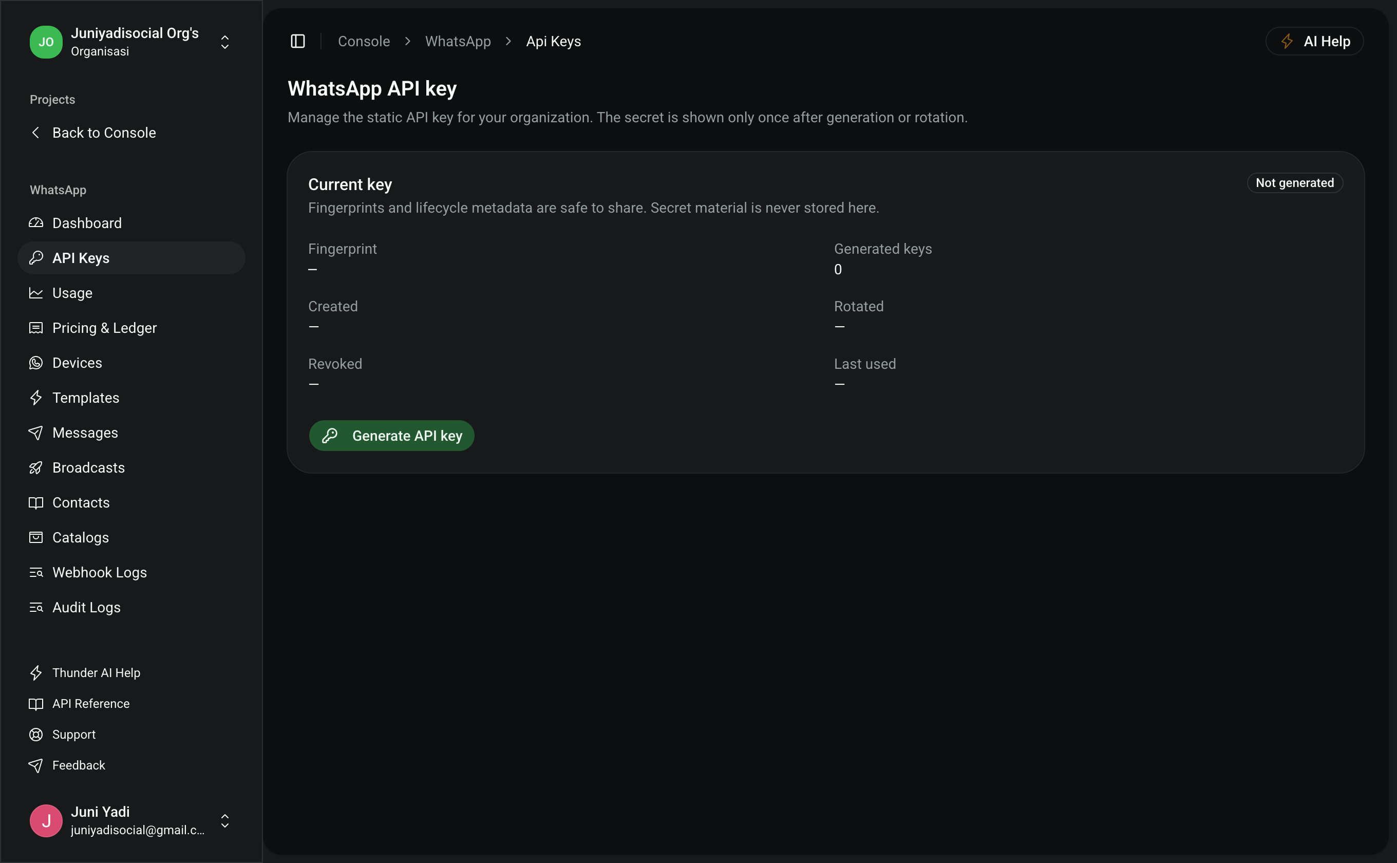API Keys List
