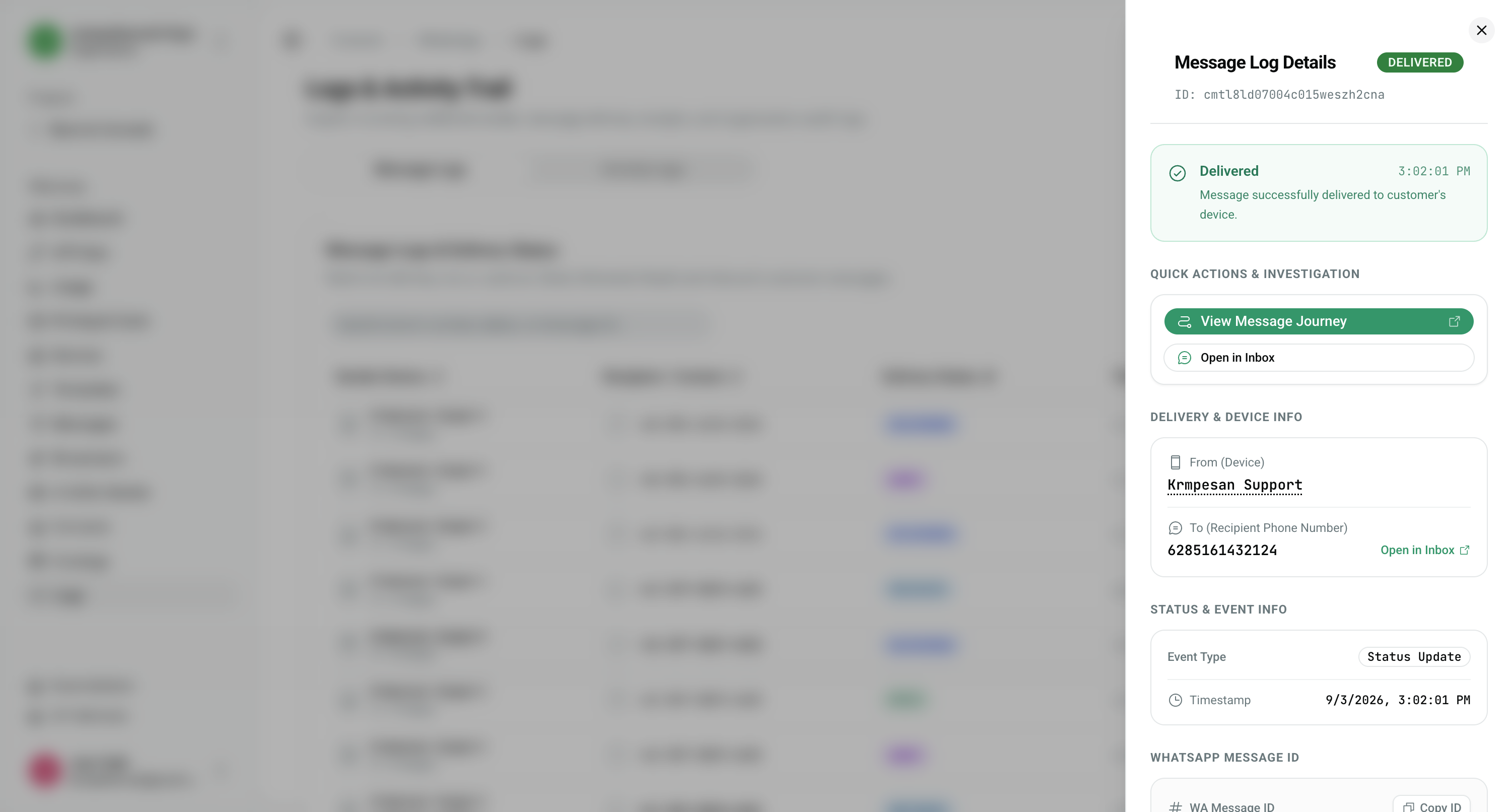 Interactive Webhook & Message Logs