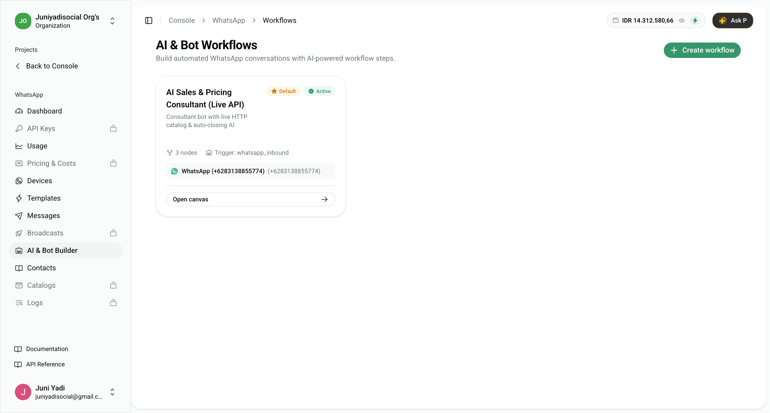 Workflows Dashboard
