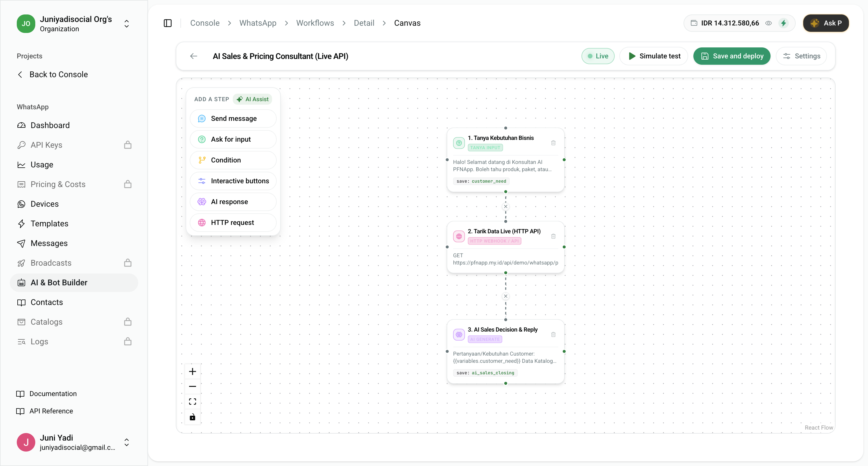 Visual Workflow Canvas